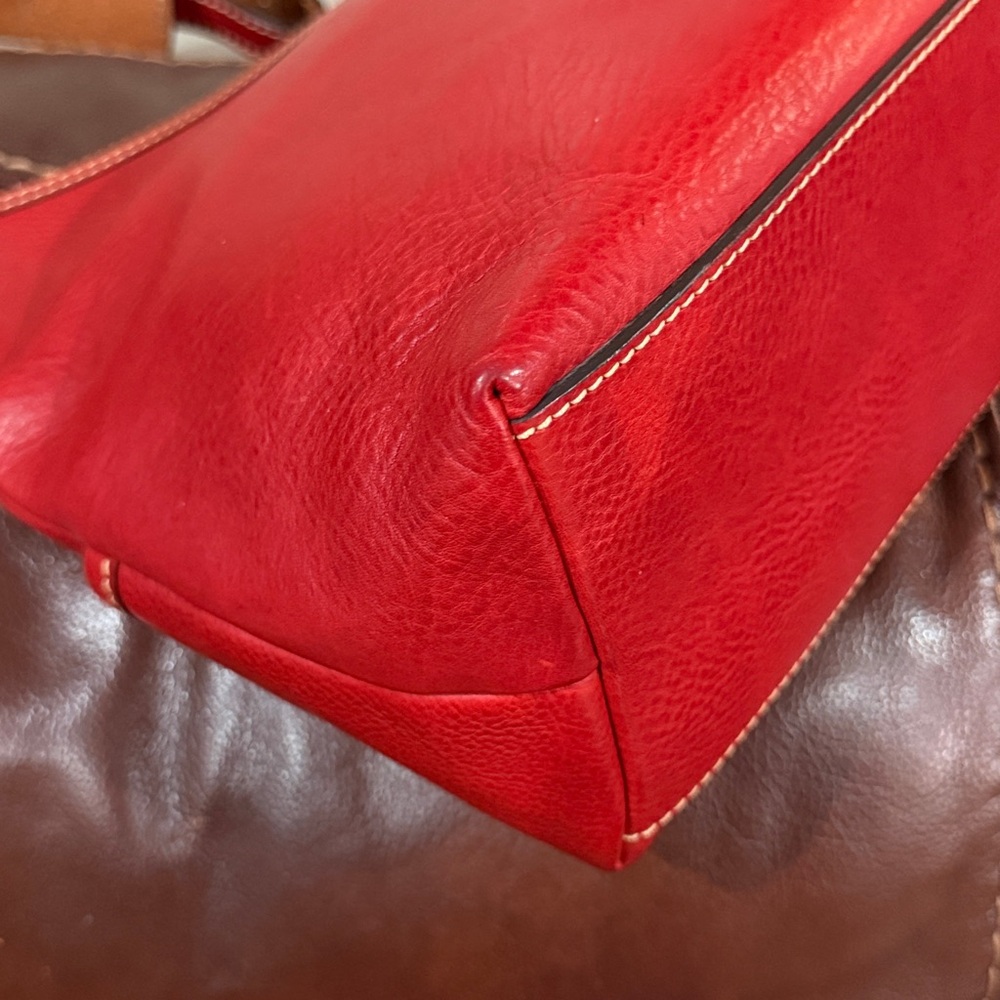 ‼️Dooney & Bourke Red Florentine Leather Small Lucy Hobo Shoulder Bag - Picture 10 of 14